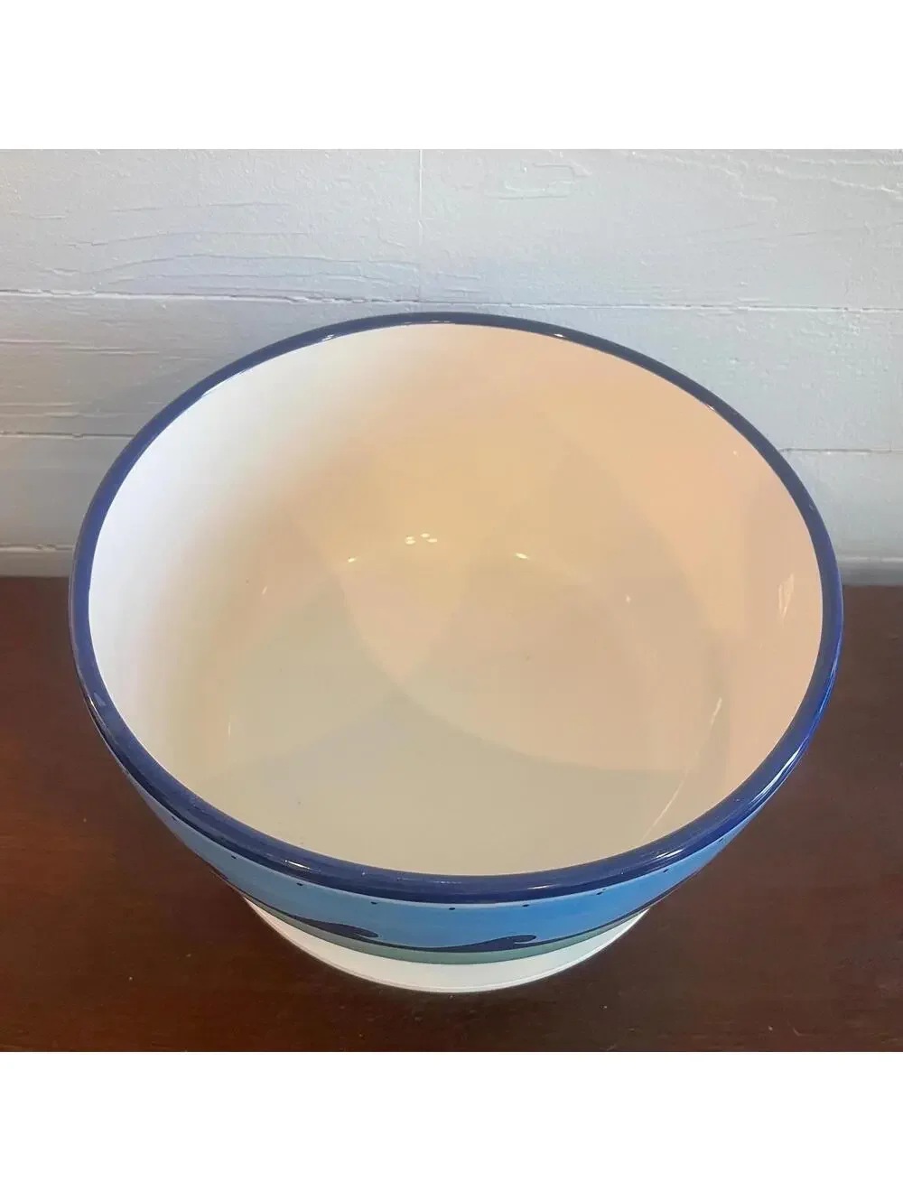 Blue Ceramic Fish Bowl - Brushes